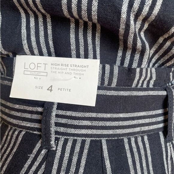 Loft 2 Piece Linen Jumpsuit Pinstriped Navy and White Womens Size 4P NWT - Picture 7 of 15